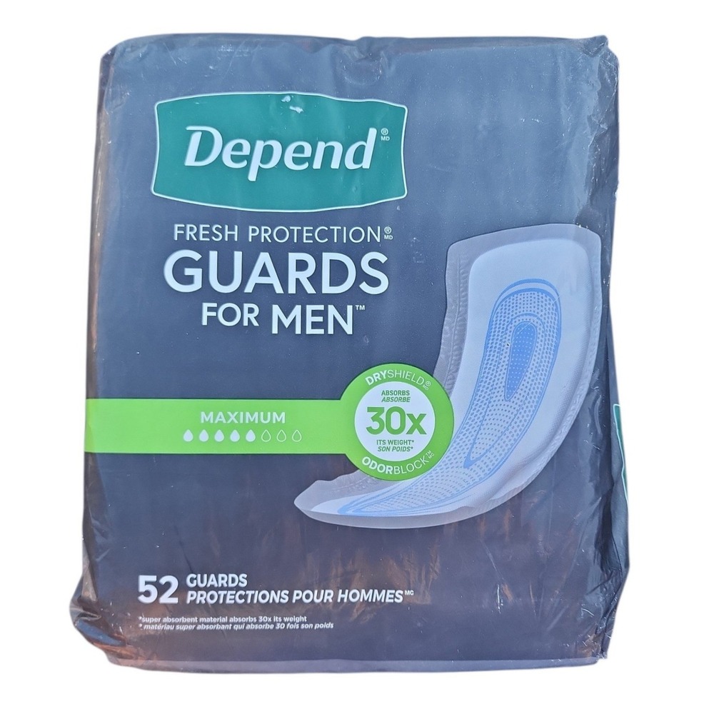 Depend Fresh Protection Guards for Men Maximum Absorbency 52 Count Pack